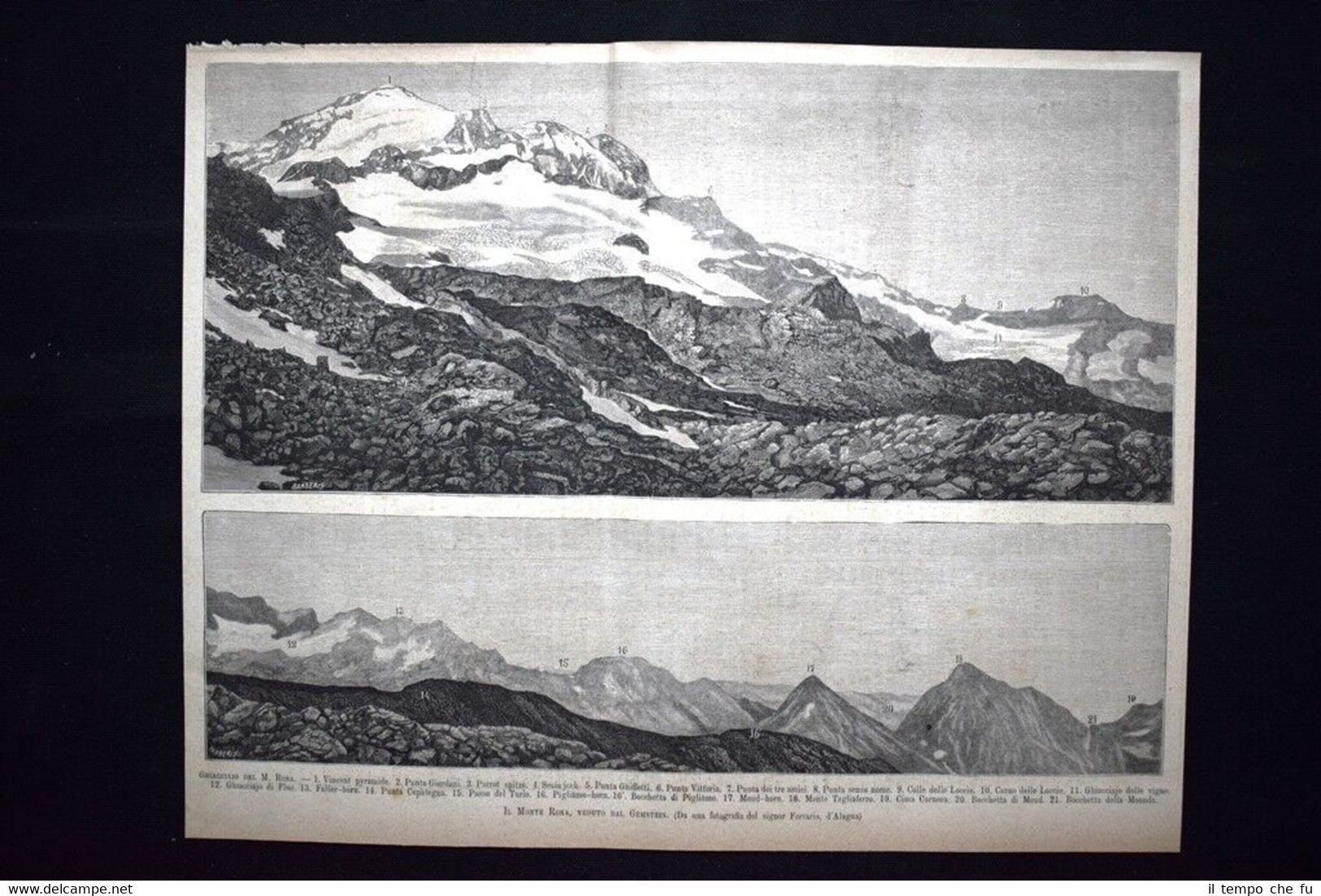 Il Monte Rosa veduto dal Gemstein Incisione del 1882