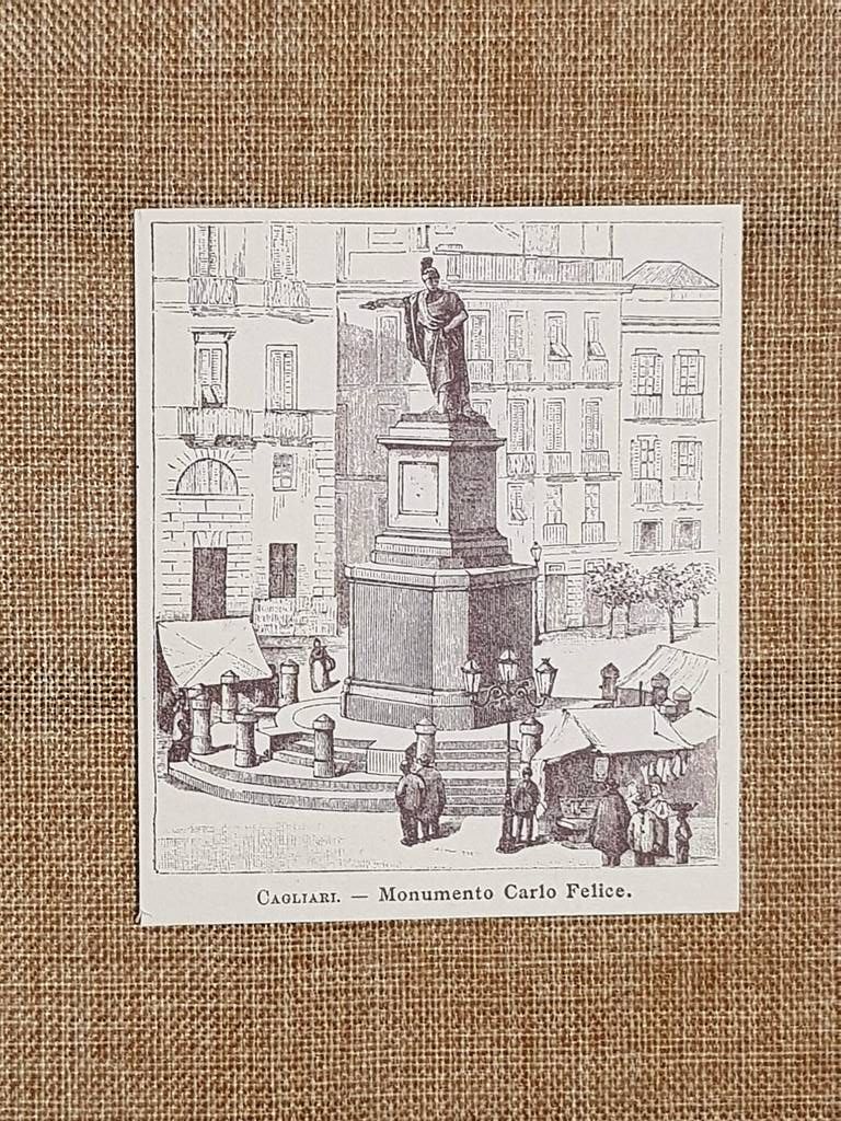 Il monumento a Carlo Felice nell'800 Cagliari Sardegna
