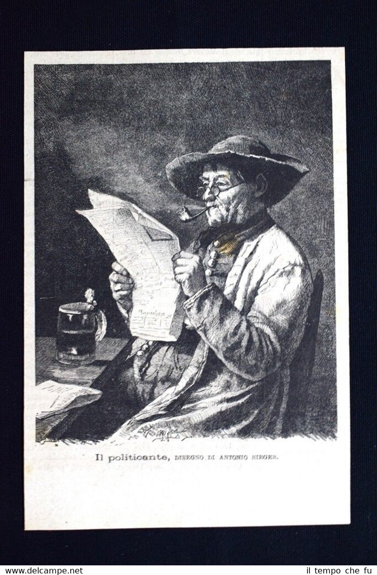 Il politicante, disegno di Antonio Sieger Incisione del 1875