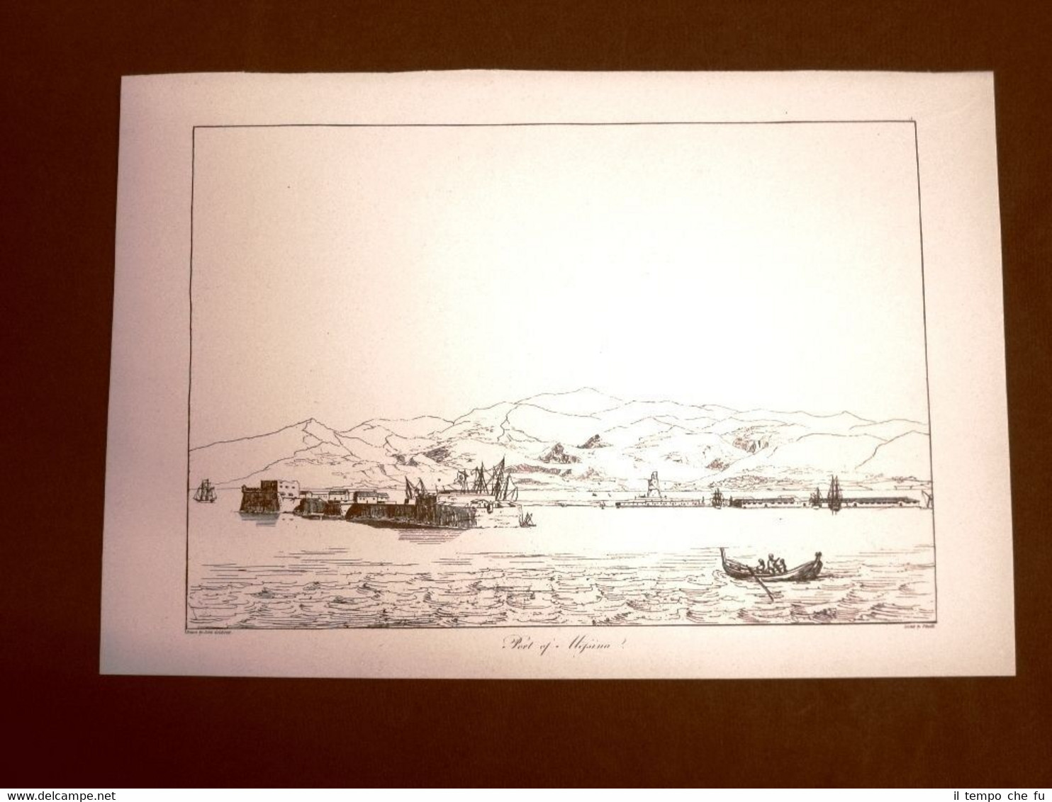Il Porto di Messina Sicilia Ristampa Goldicutt Antiquies Sicily 1818