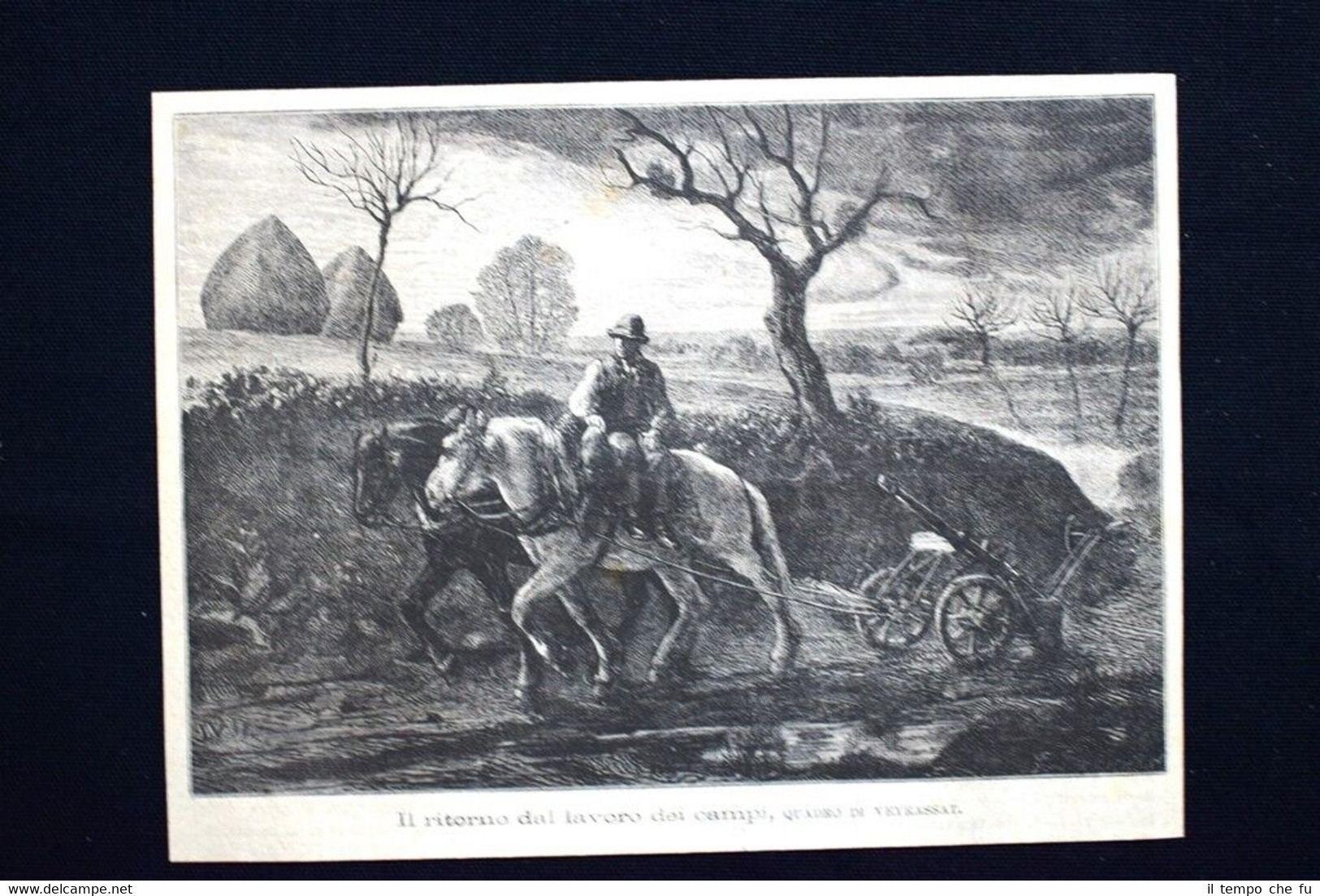Il ritorno dal lavoro dei campi, Quadro di Veyrassat Incisione …