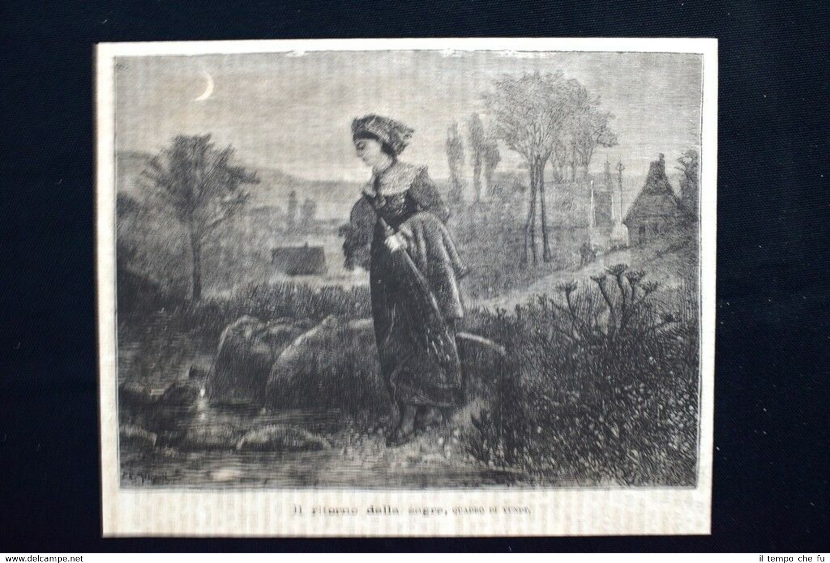 Il ritorno dalla sagra, Quadro di Yundt Incisione del 1875