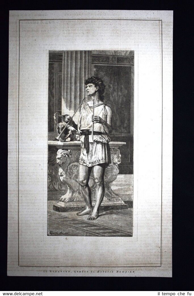 Il Sonatore, quadro di Roberto Bompian Incisione del 1876