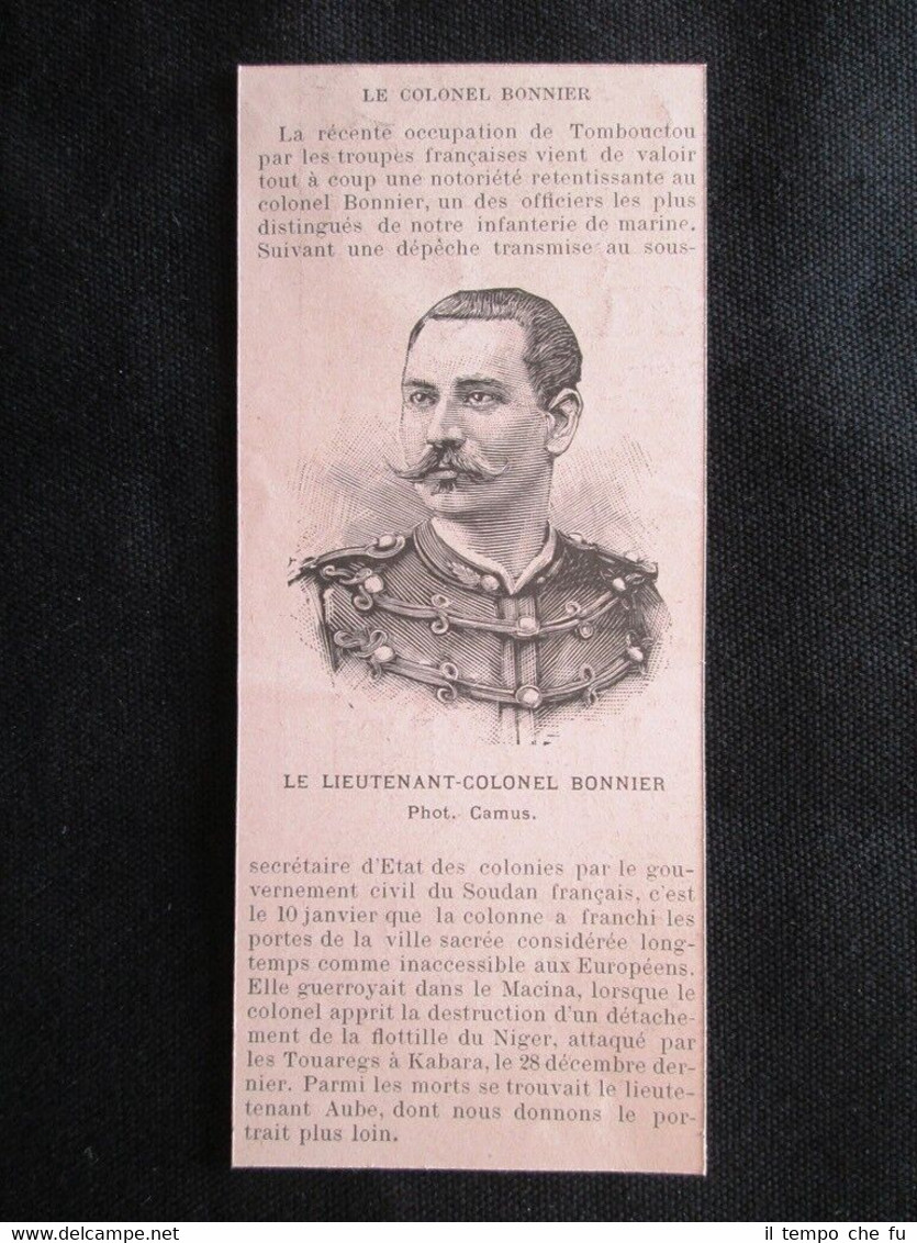 Il tenente colonnello Eugène Bonnier Incisione del 1894