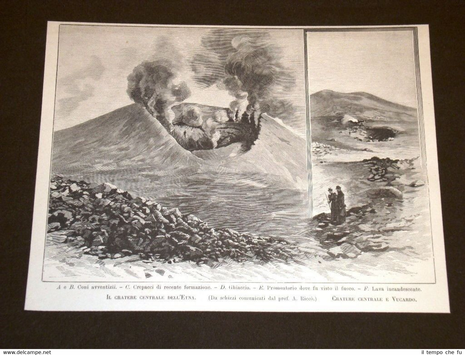 Il Vulcano Etna nel 1893 Cratere centrale in eruzione Sicilia
