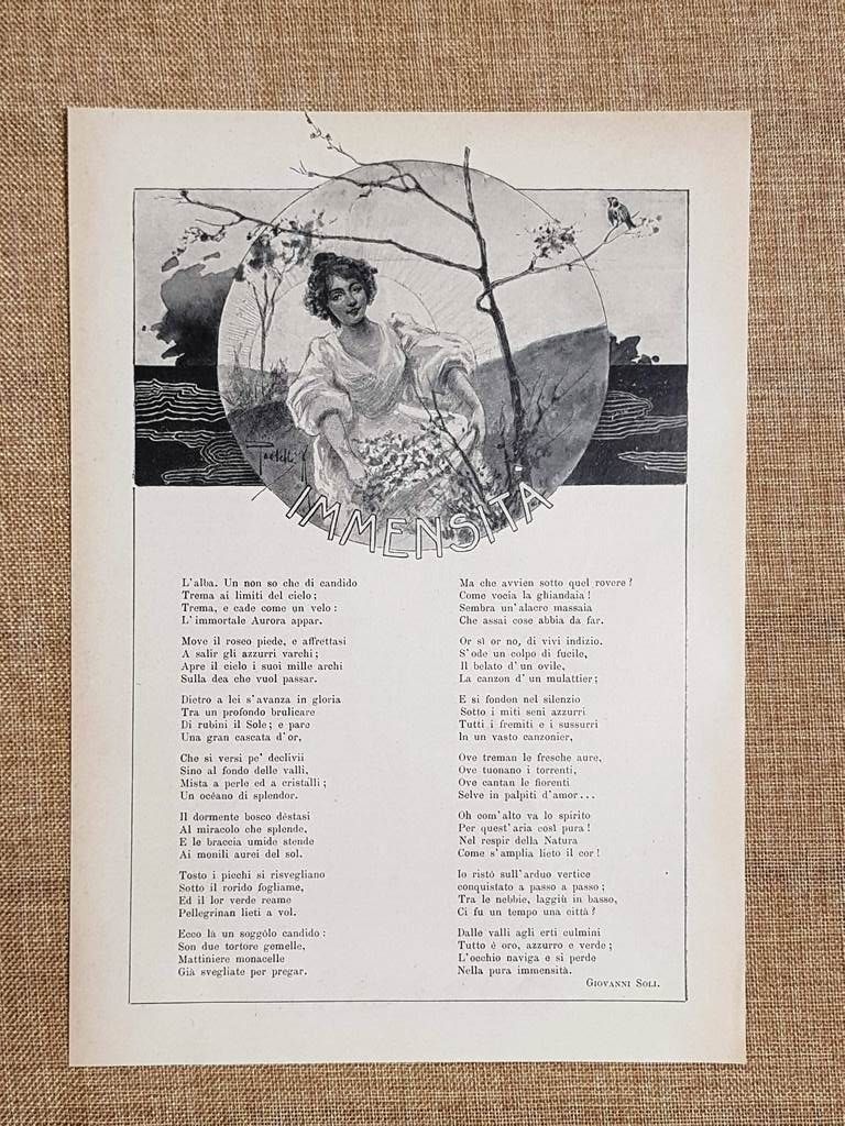 Immensità Poesia o prosa di Giovanni Soli Stampa del 1898