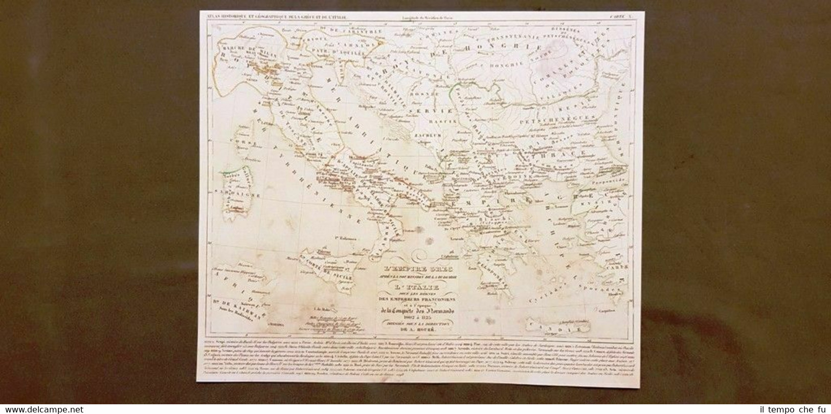 Impero Greco Bulgaria Italia Franconia Normandi 1002-1125 Carta geografica 1859