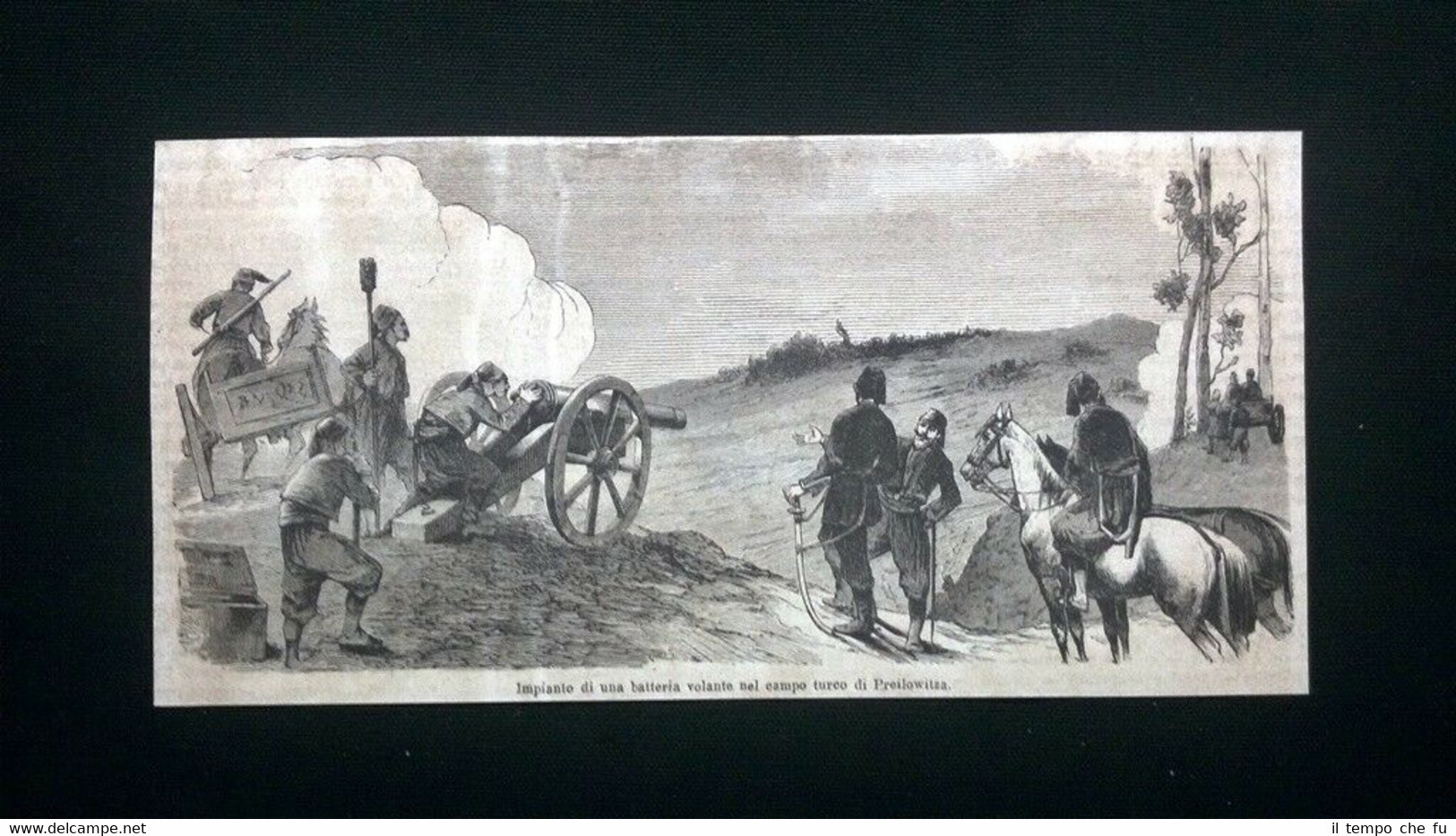 Impianto di batteria volante nel campo turco di Preilowitza Incisione …