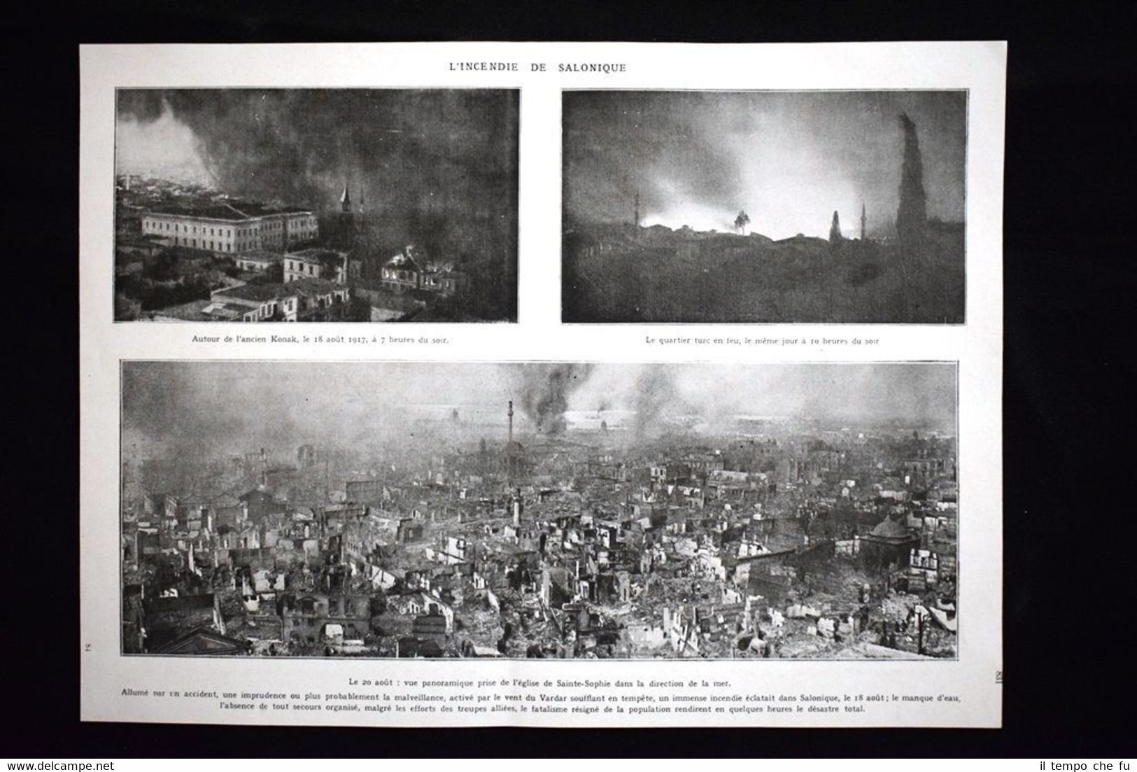 Incendie de Salonique église de Sainte-Sophie Pogradek WW1 Guerra 1914 …