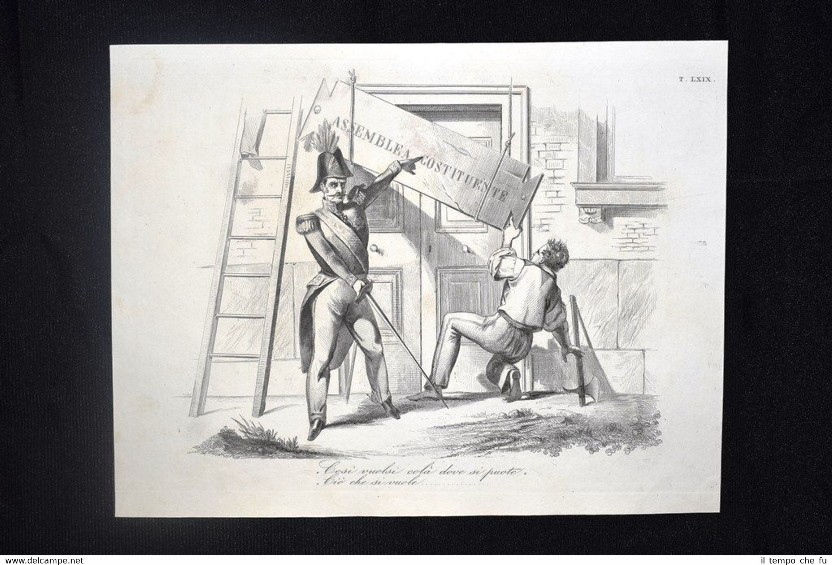 Incisione d'allegoria e satira Berlino, Federico Guglielmo Don Pirlone 1851