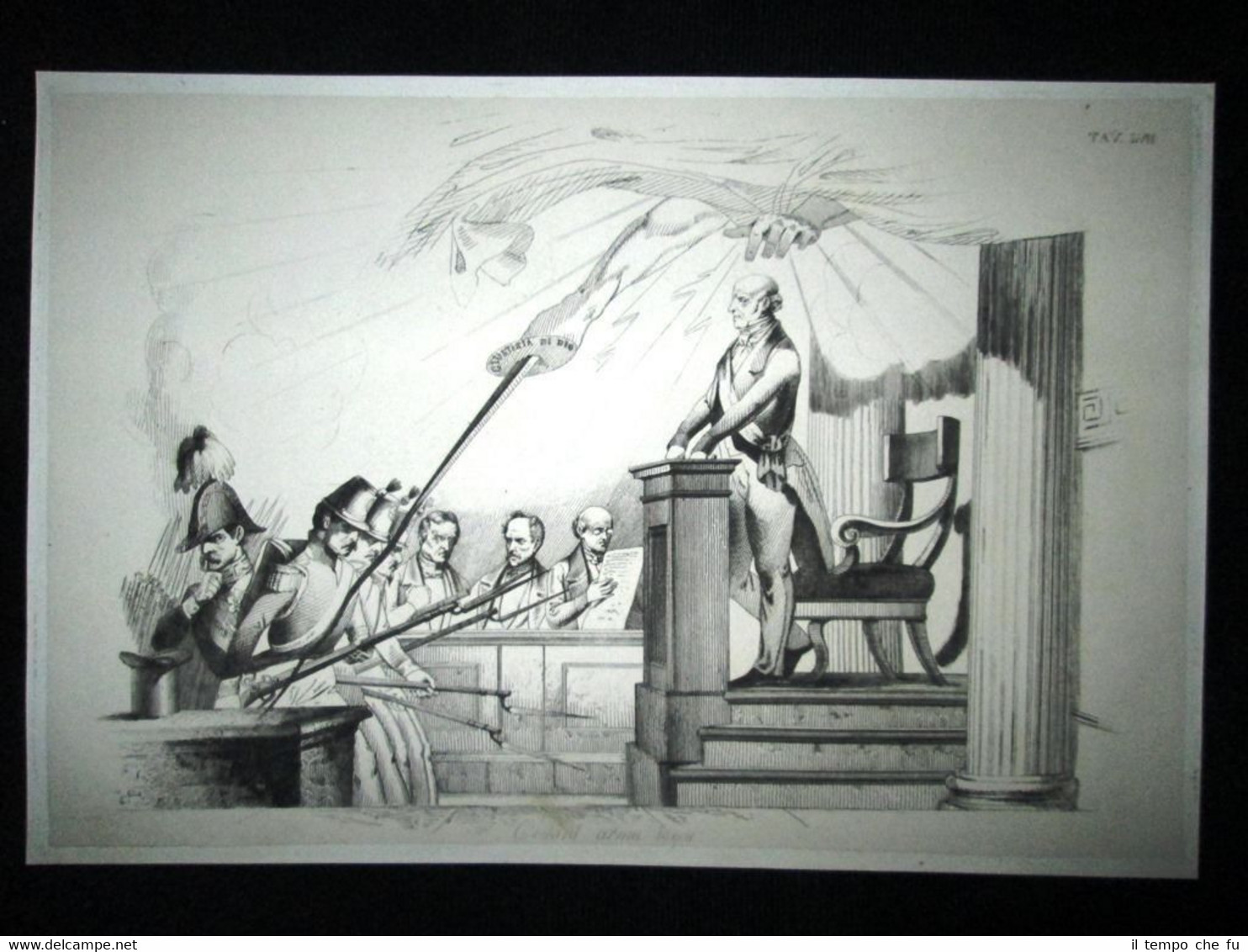 Incisione d'allegoria e satira Brandeburgo, Kunz Don Pirlone 1851