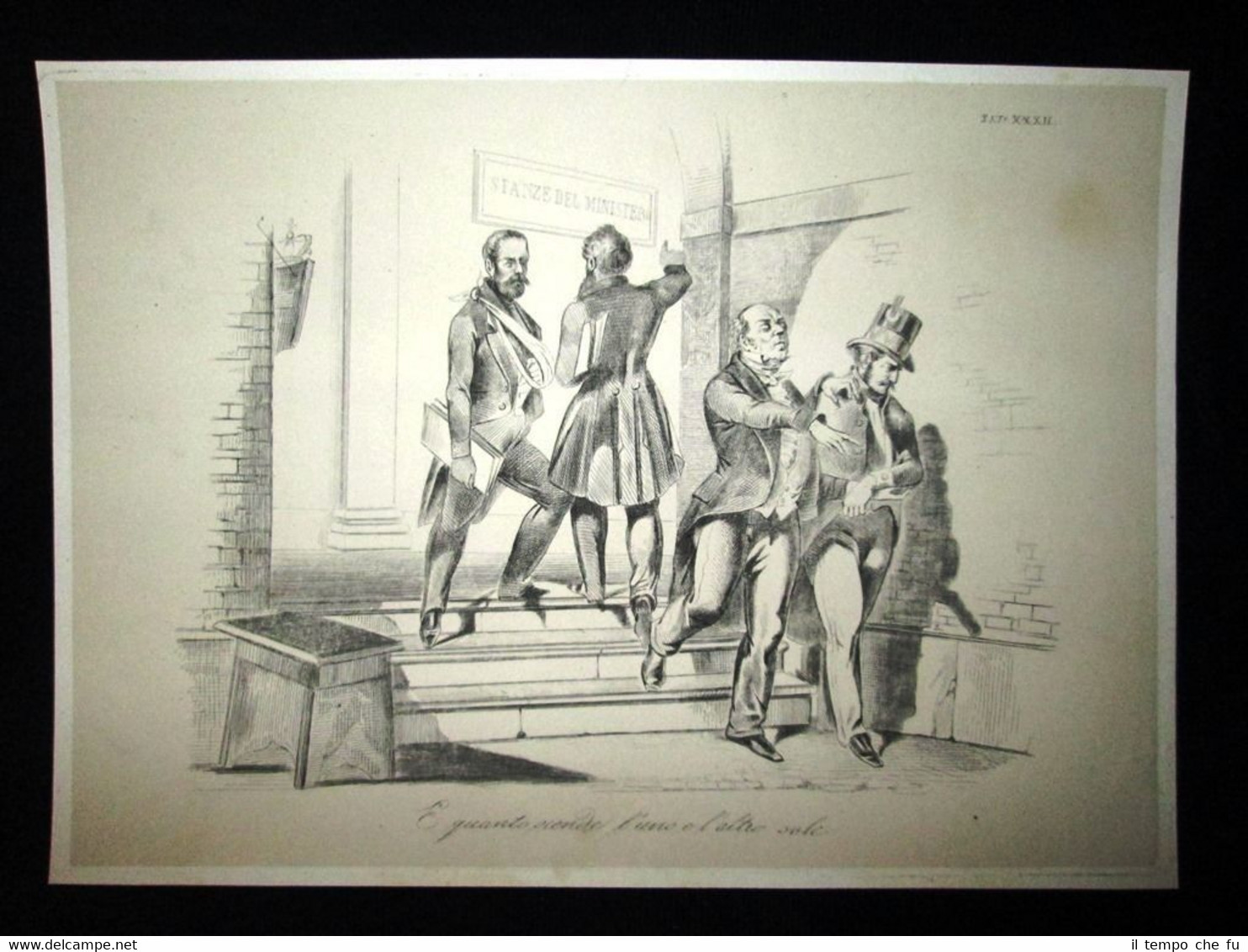 Incisione d'allegoria e satira G. Montanelli, F. D. Guerrazzi Don …