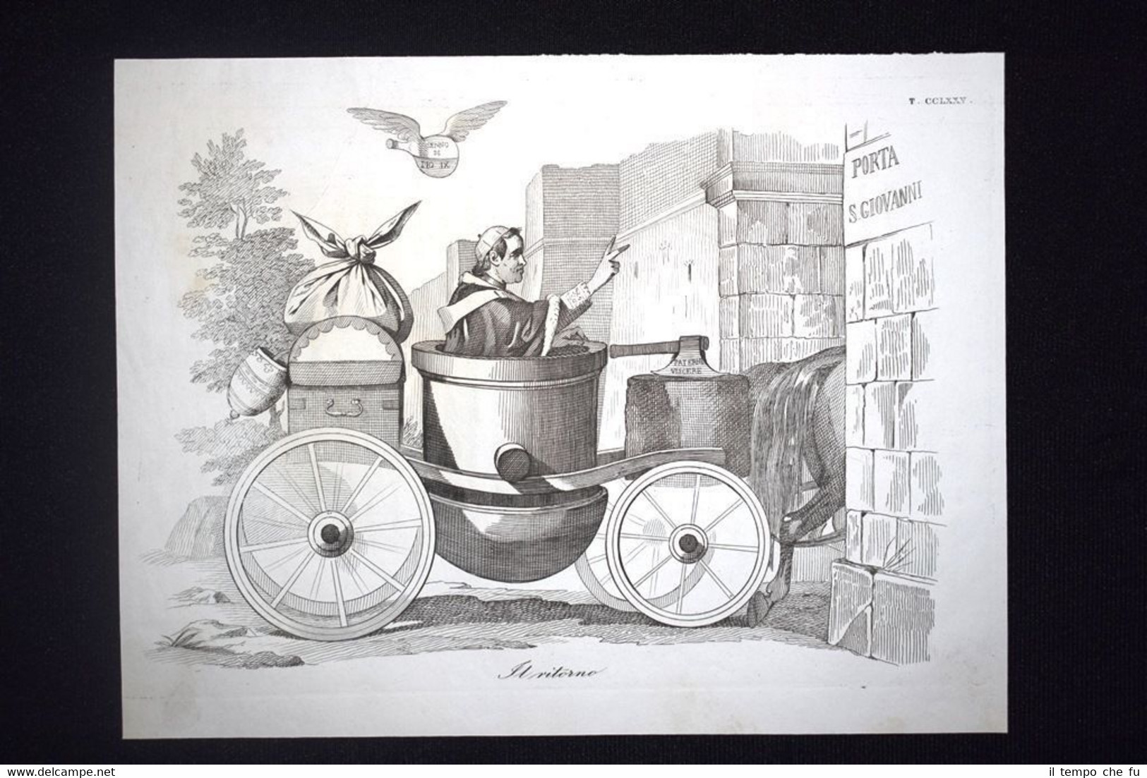 Incisione d'allegoria e satira Il ritorno di Pio IX a …