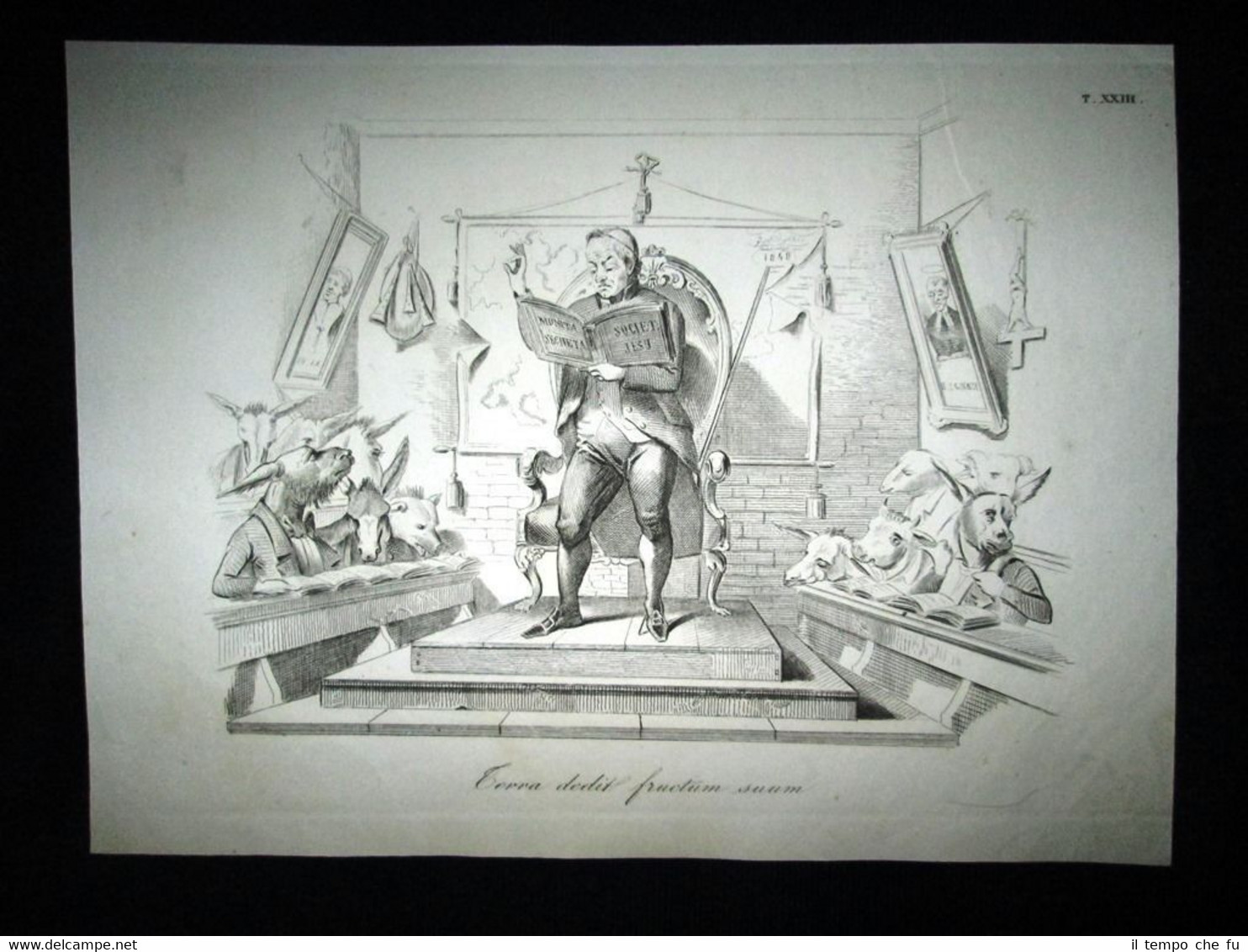 Incisione d'allegoria e satira Mons. Giovanni Soglia Ceroni Don Pirlone …