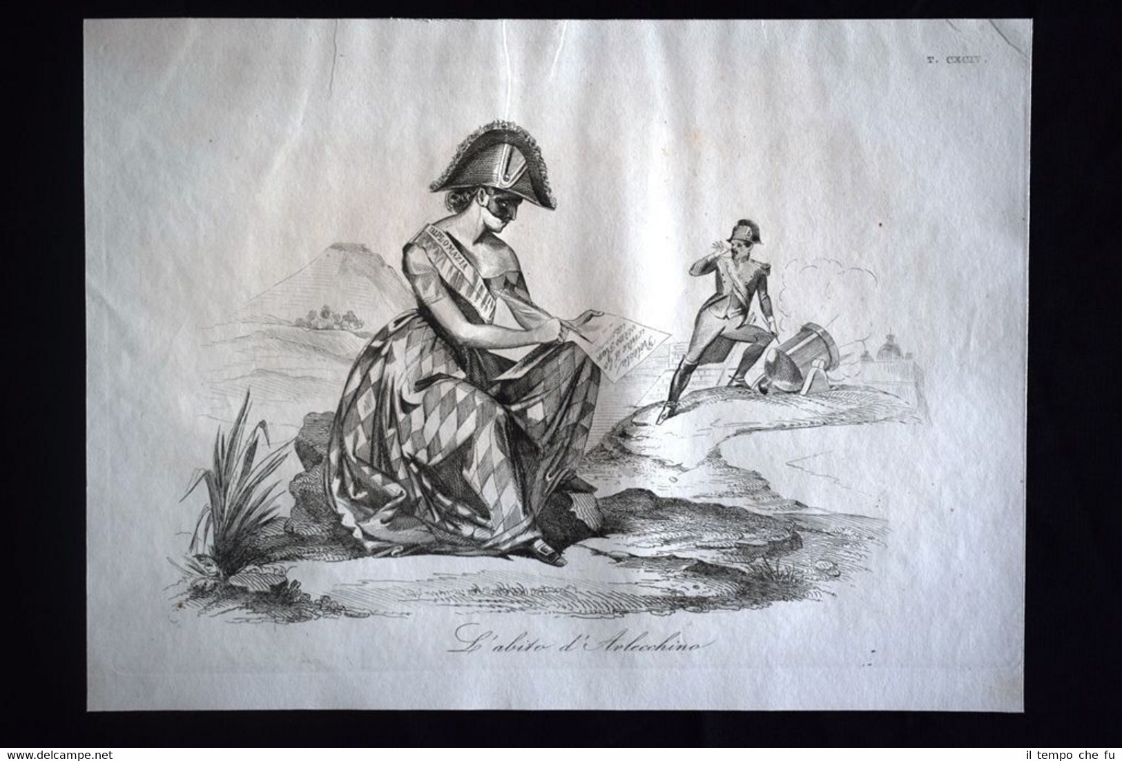 Incisione d'allegoria e satira Oudinot, Bombardamento Roma Don Pirlone 1851