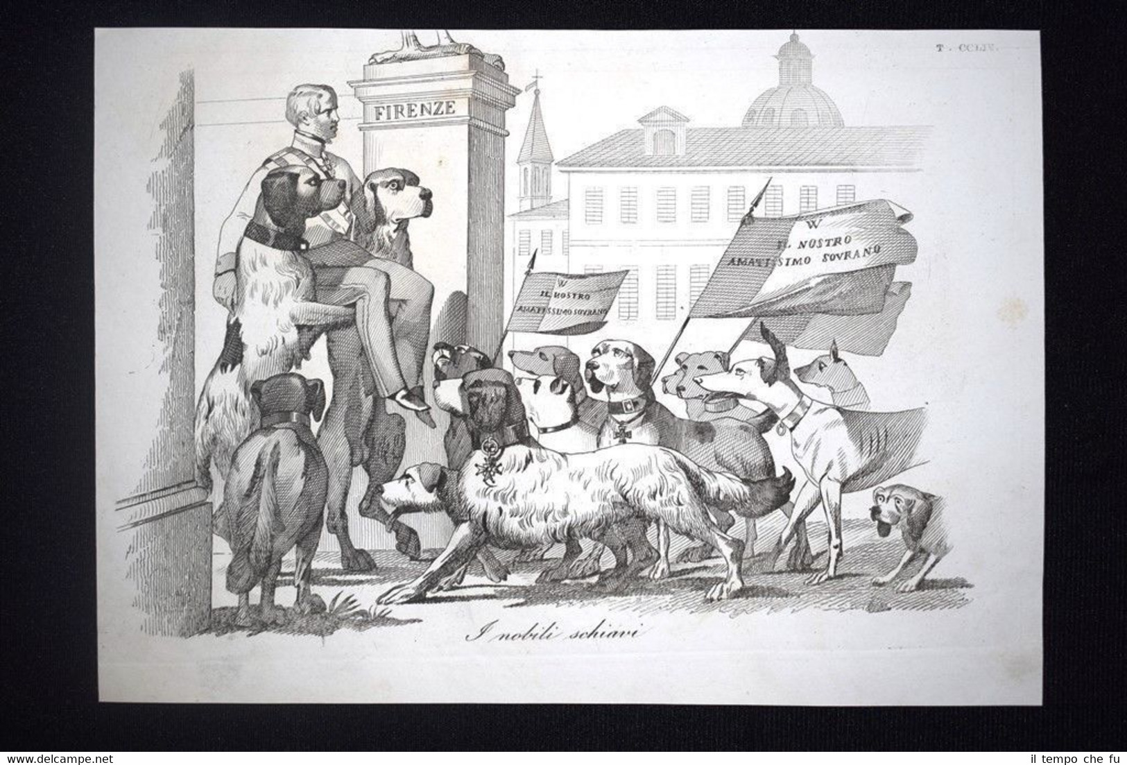 Incisione d'allegoria e satira Ritorno di Leopoldo II a Firenze …