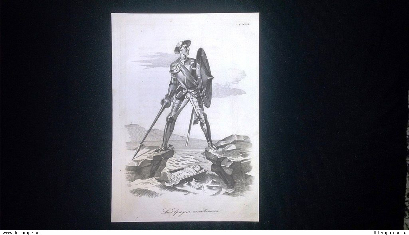 Incisione d'allegoria e satira Spagna cavalleresca, Papa Roma Don Pirlone …