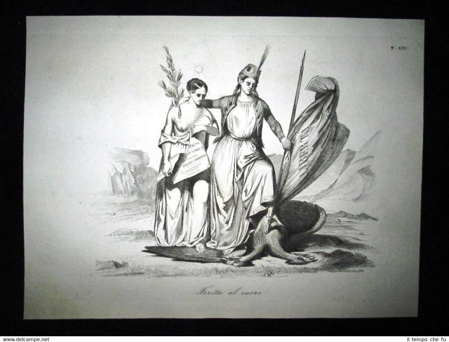 Incisione d'allegoria e satira Ungheria e Italia contro Austria Don …