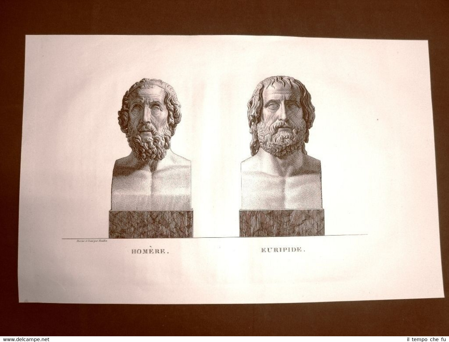 Incisione del 1811 Homère et Euripide Musée des Antiques Scultura …