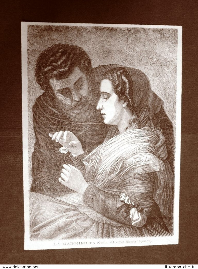 Incisione del 1864 La margherita Quadro di Michele Rapisardi
