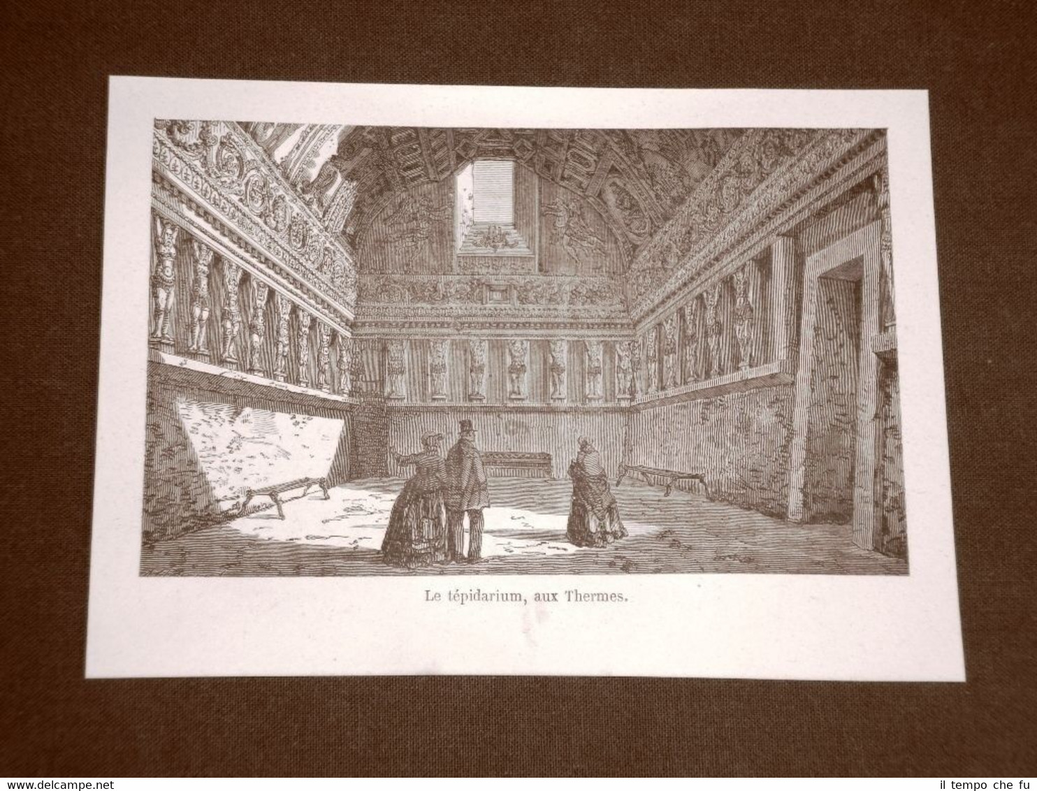 Incisione del 1865 Il tepidario delle terme di Pompei
