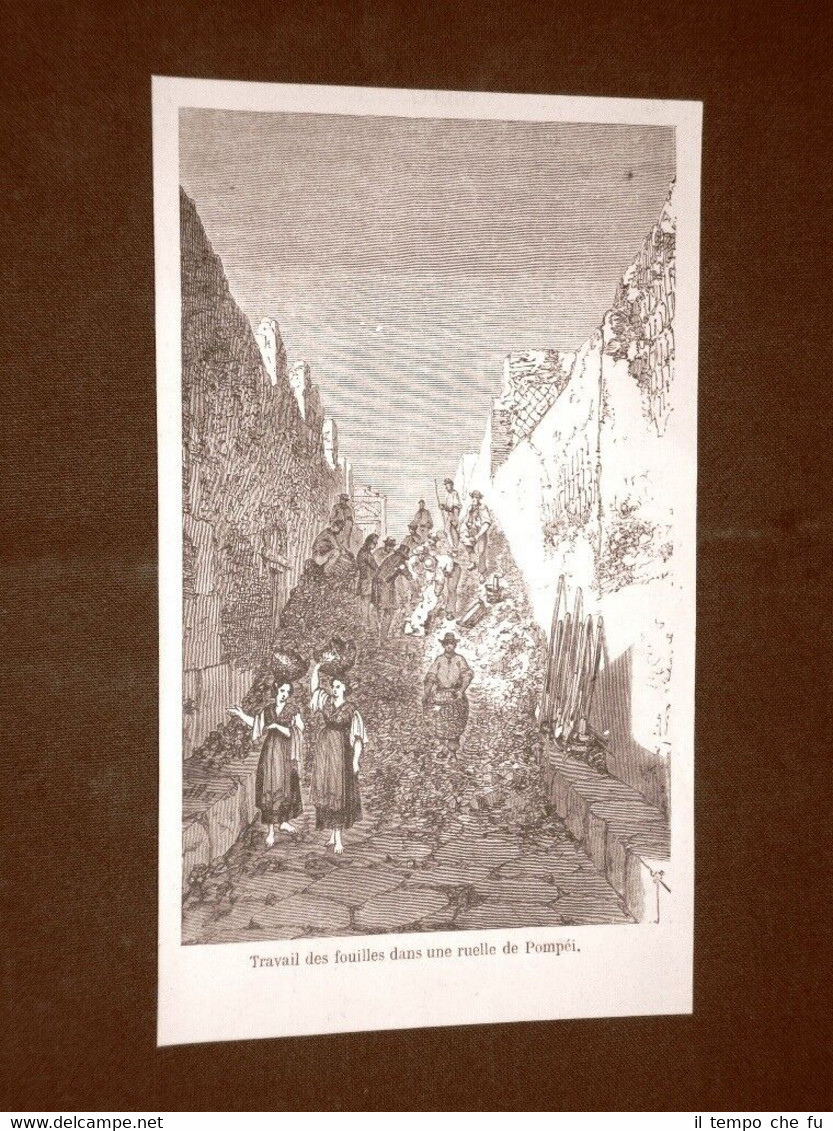 Incisione del 1865 Lavori di scavo in un vicolo di …