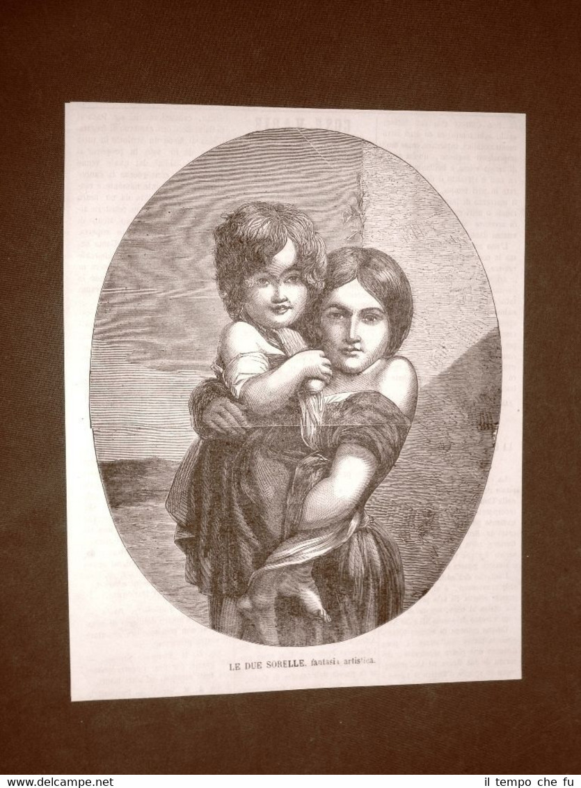 Incisione del 1866 Le due sorelle Autore da identificare (Doré?)