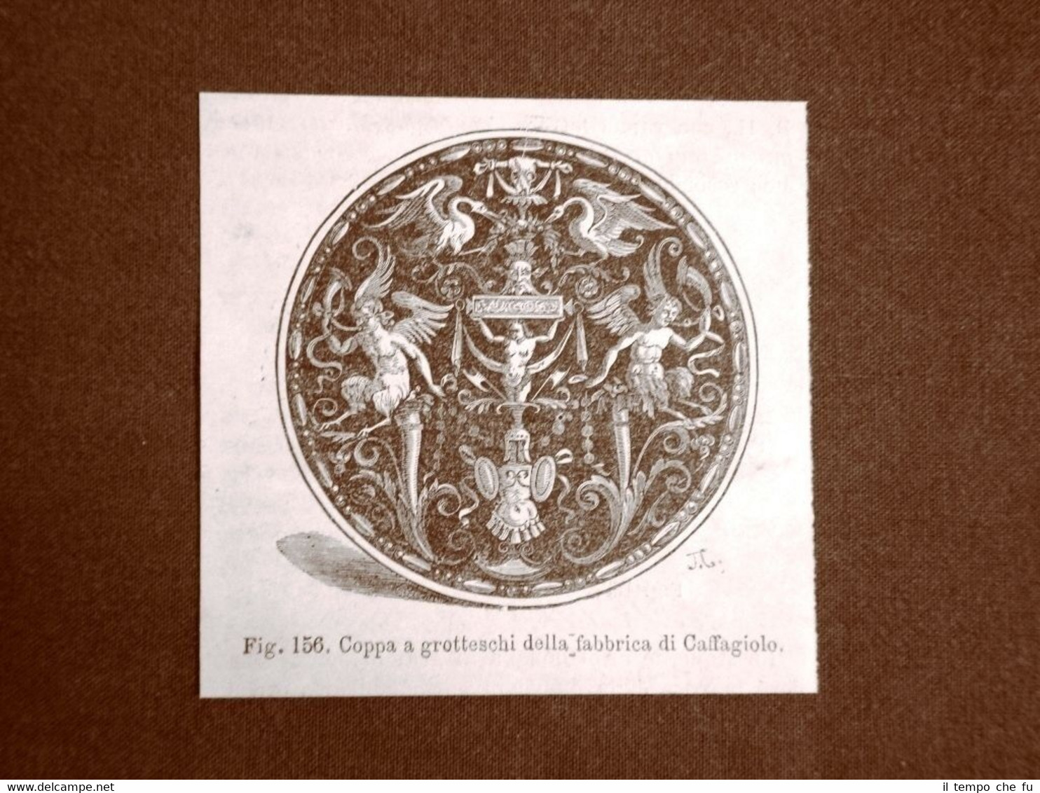 Incisione del 1875 Coppa a grotteschi della fabbrica di Caffagliolo