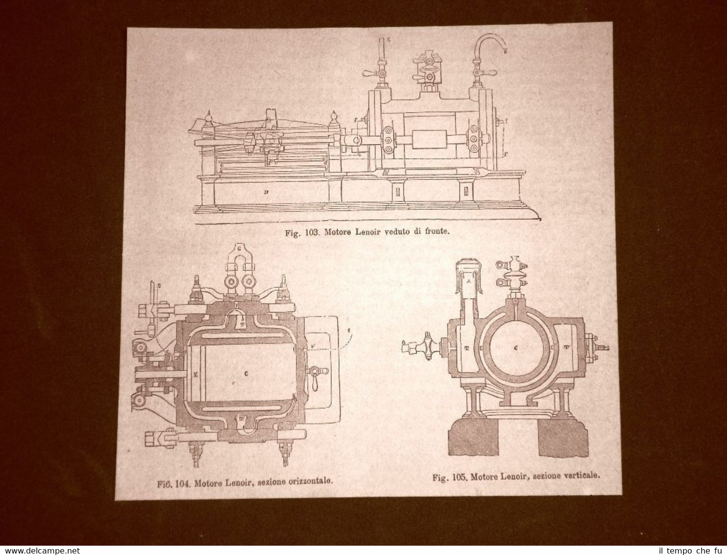 Incisione del 1875 Invenzione Il motore Lenoir Veduto di fronte …