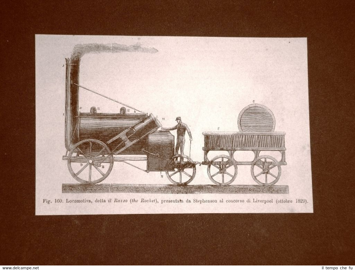 Incisione del 1875 Treni e ferrovie Locomotiva o Rocket di …