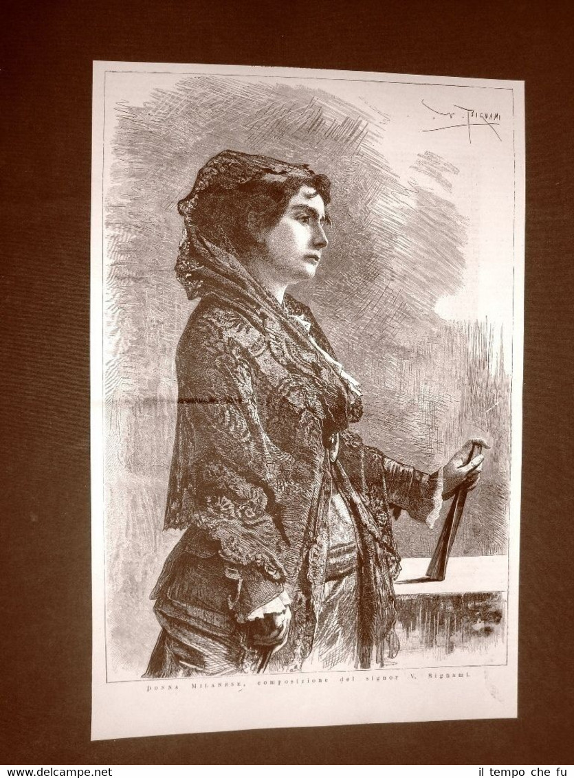 Incisione del 1877 Donna milanese o di Milano Composizione di …