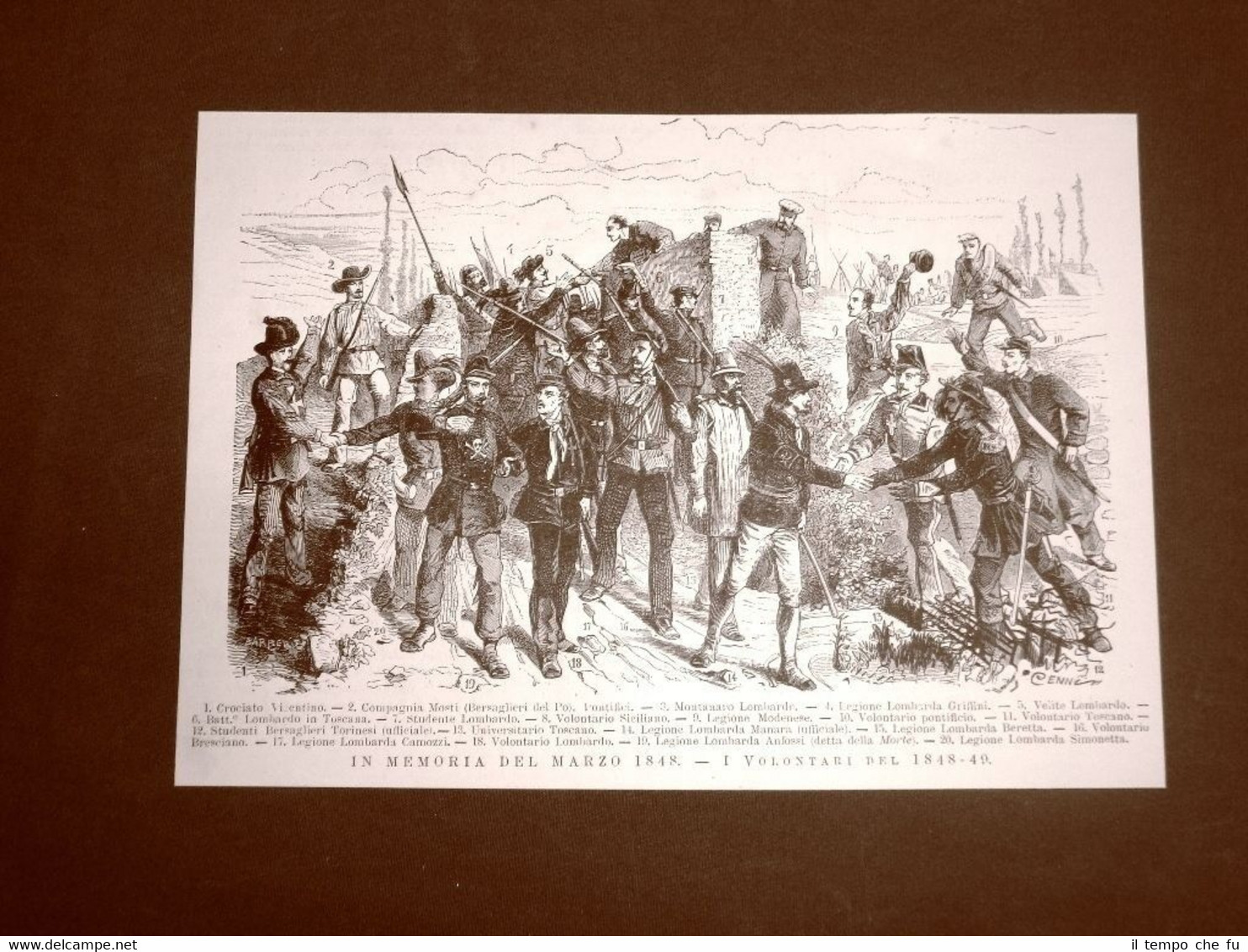 Incisione del 1877 In memoria del marzo 1848 Volontari del …