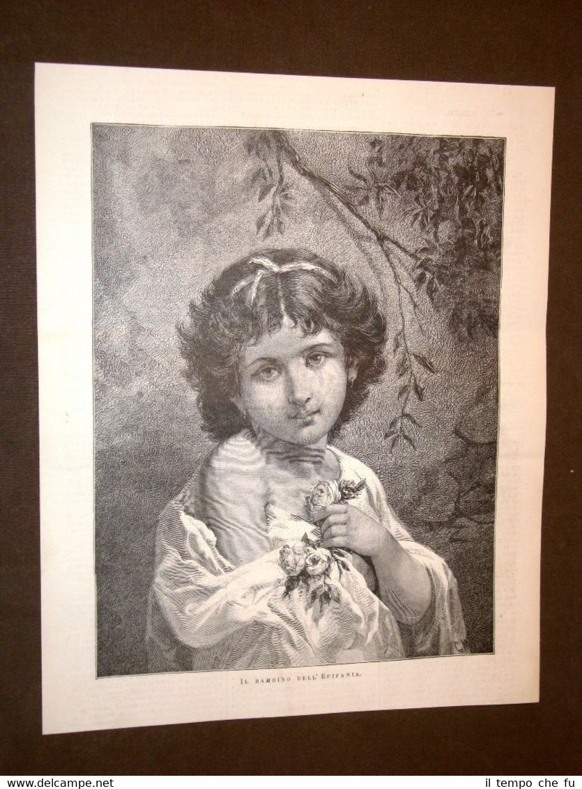 Incisione del 1878 Composizione Il bambino dell'Epifania Befana Da identificare