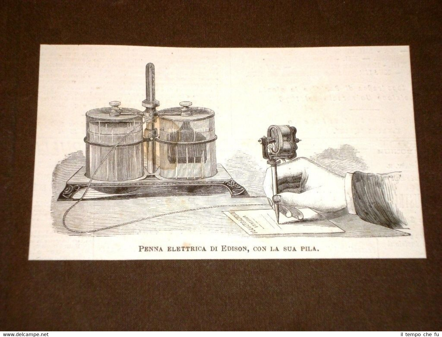 Incisione del 1878 Invenzione La penna elettrica di Edison con …