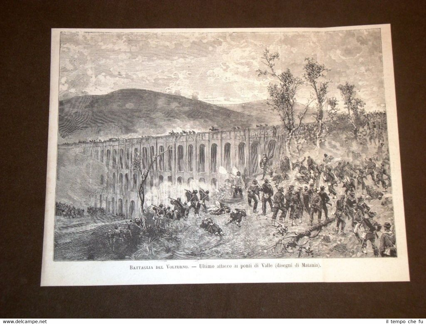 Incisione del 1884 Giuseppe Garibaldi e la Battaglia del Volturno …