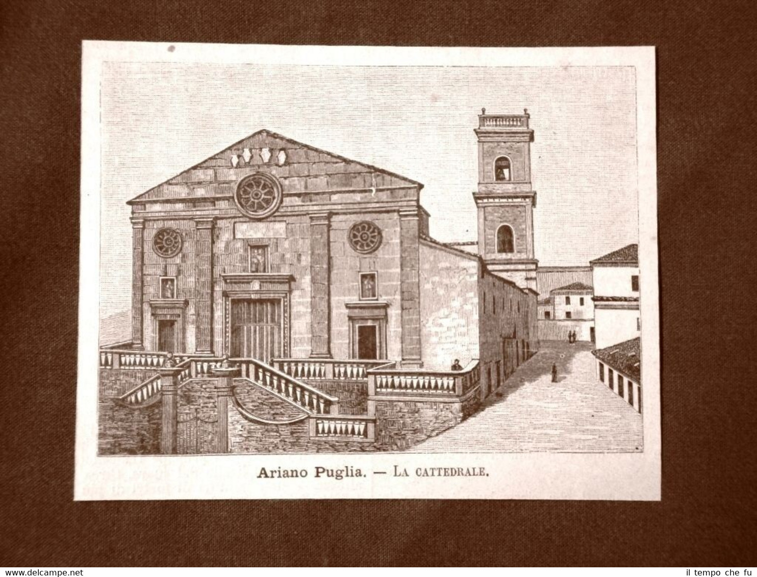Incisione del 1891 Ariano Puglia, La Cattedrale - Campania