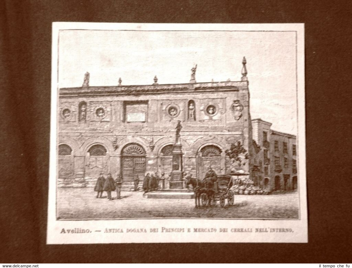 Incisione del 1891 Avellino Dogana dei Principi e Mercato dei …