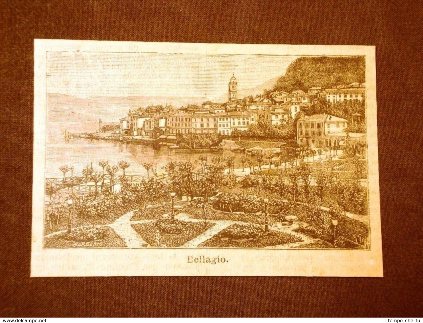 Incisione del 1891 Bellagio - Lombardia