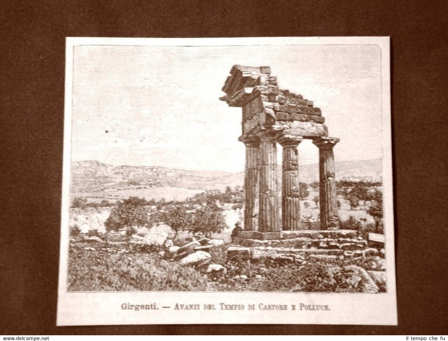 Incisione del 1891 Girgenti o Agrigento, Tempio di Castore e …