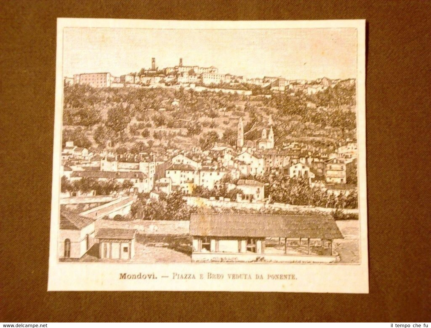 Incisione del 1891 Mondovì, Piazza e Breo veduta da ponente …