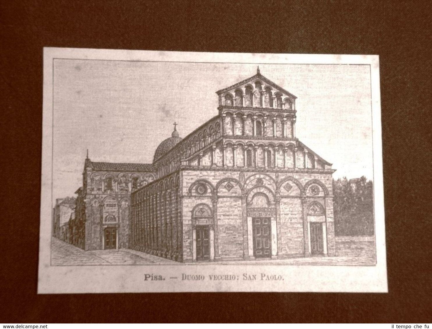 Incisione del 1891 Pisa, Duomo Vecchio: San Paolo - Toscana
