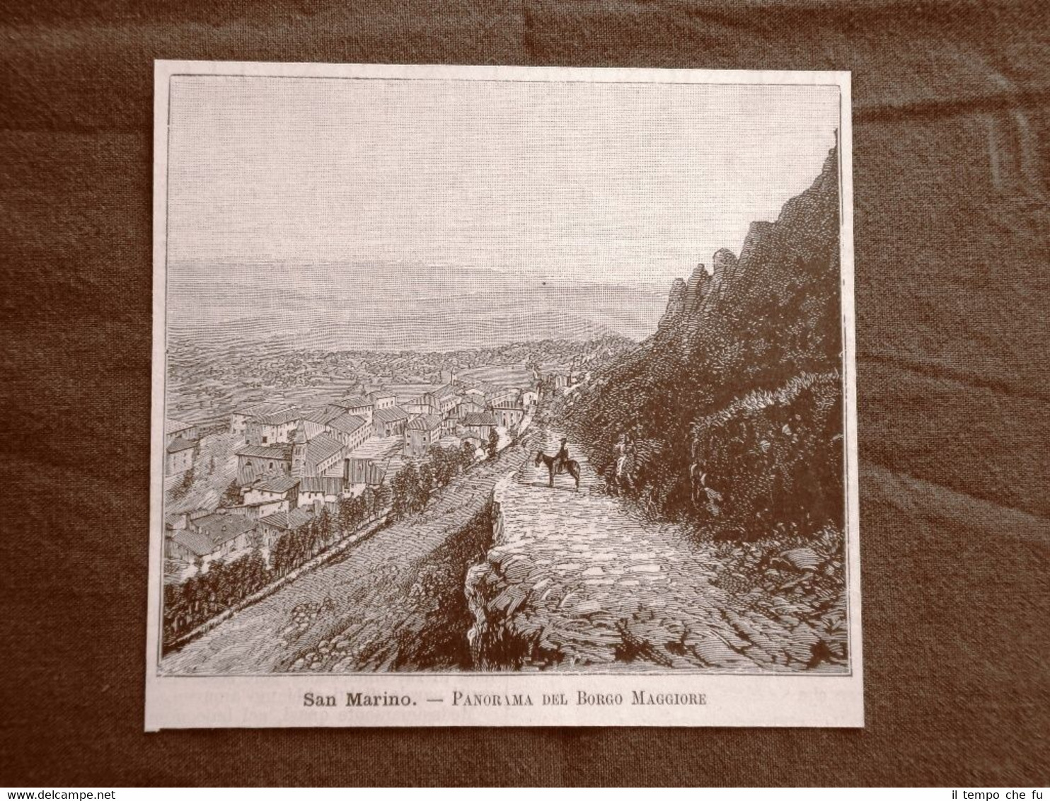 Incisione del 1891 San Marino, Panorama del Borgo Maggiore