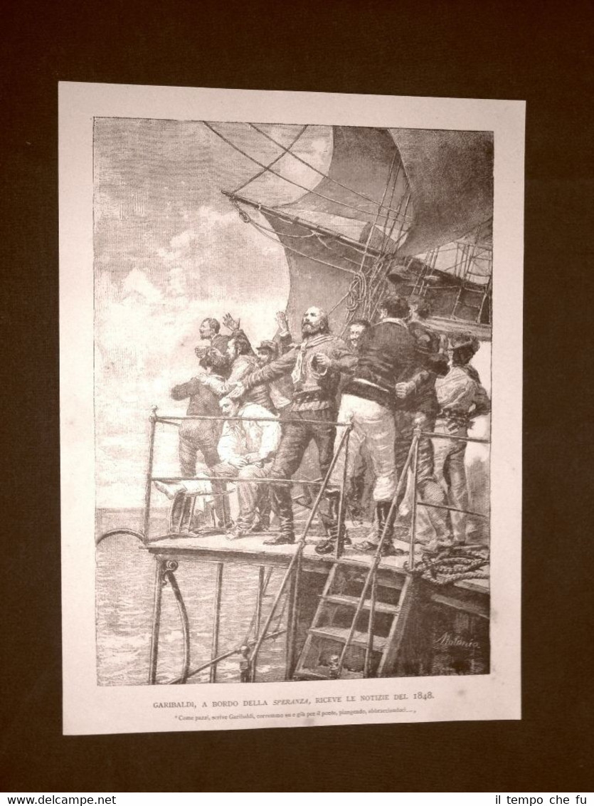 Incisione del 1892 Garibaldi e l'Unità d'Italia Sulla Speranza notizie …