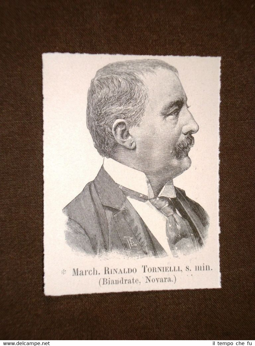 Incisione del 1894 Onorevole o Deputato Marchese Rinaldo Tornielli di …