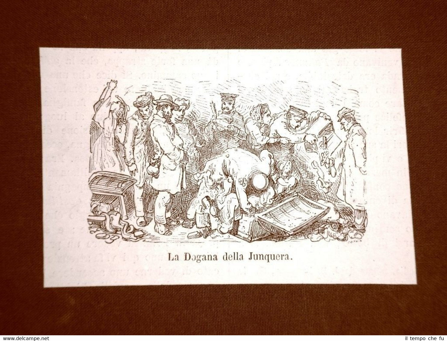 Incisione di Gustave Dorè del 1874 La Dogana della Junquera …