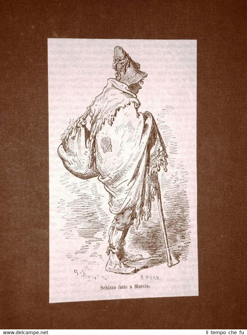 Incisione di Gustave Dorè del 1874 Uomo di Murcia Spagna …