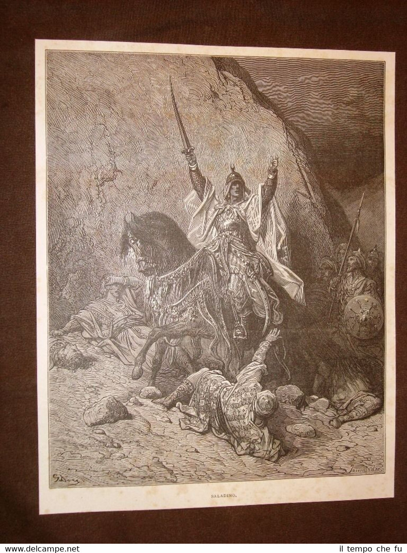 Incisione di Gustave Dorè del 1884 Il Sultano d'Egitto Saladino …