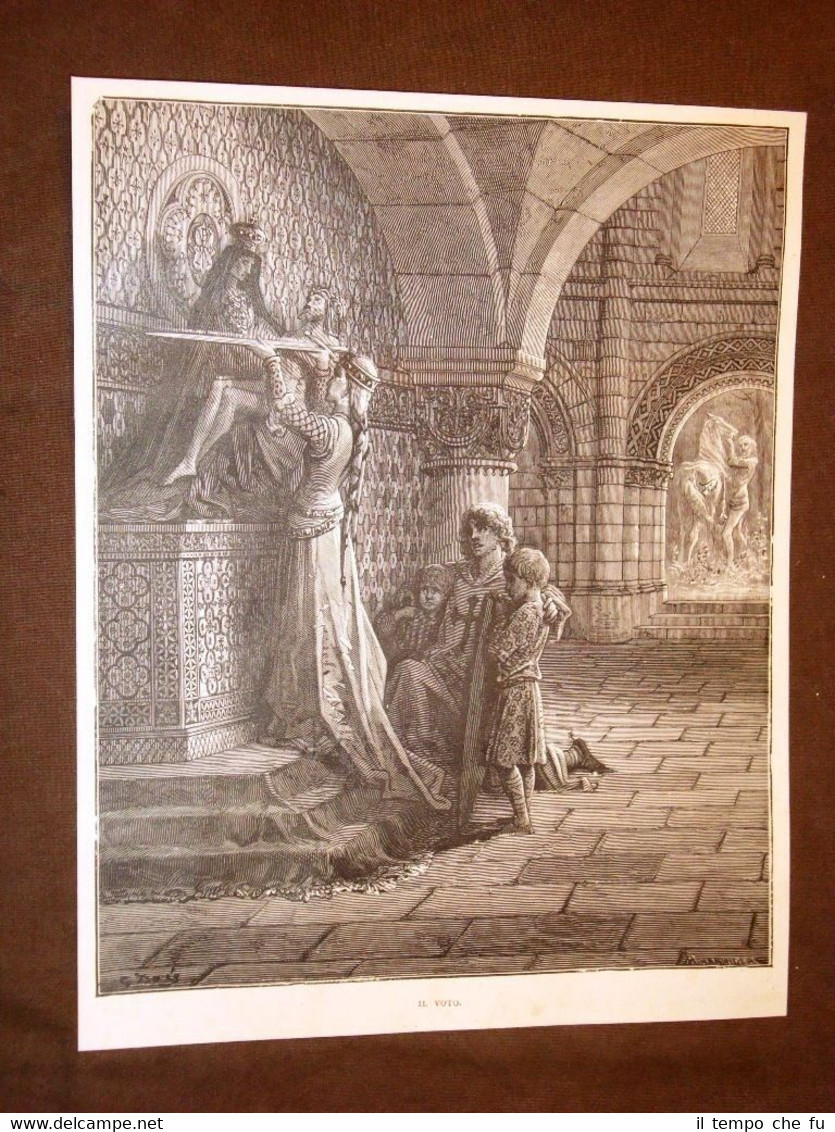 Incisione di Gustave Dorè del 1884 Il voto del Crociato …