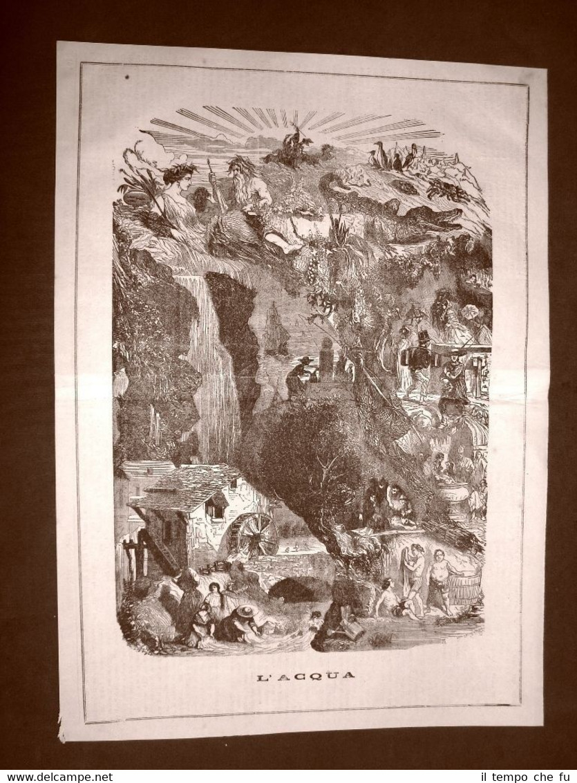 Incisione enorme del 1866 L'acqua Autore da identificare (Doré?)