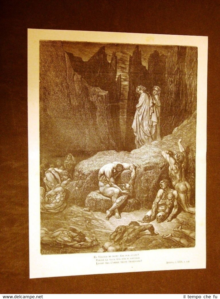 Incisione Gustave Dorè del 1880 Discordia Geri del Bello Dante …